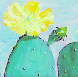 Original Painting - Prickly Pear Bloom - Acrylic in 5"x5" Canvas