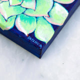 Original Painting - Succulent on Navy - Acrylic in 8"x8" Canvas