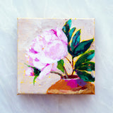 SOLD - Original Painting - Peony in Vase - Acrylic in 5"x5" Canvas