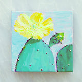 Original Painting - Prickly Pear Bloom - Acrylic in 5"x5" Canvas