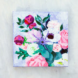 Original Painting - Rose, Anemones & Peony - Acrylic in 8"x8" Canvas