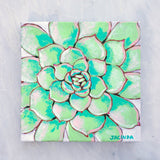Original Painting - Succulent on White - Acrylic in 8"x8" Canvas