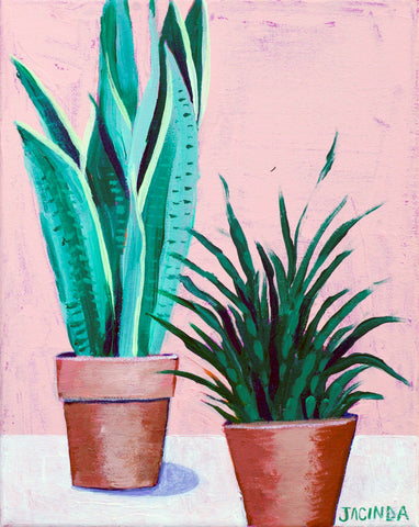 Original Painting - Potted Plants - Acrylic in 8"x10" Canvas