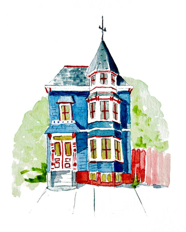 Custom Home Watercolor Painting