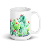 Norah's Cactus Garden Large White Glossy Mug
